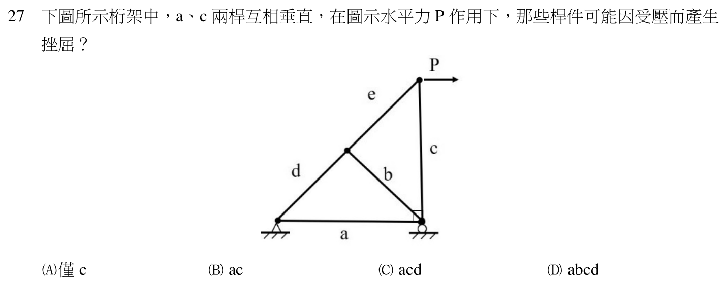 113 年建築師建築結構第 27 題附圖