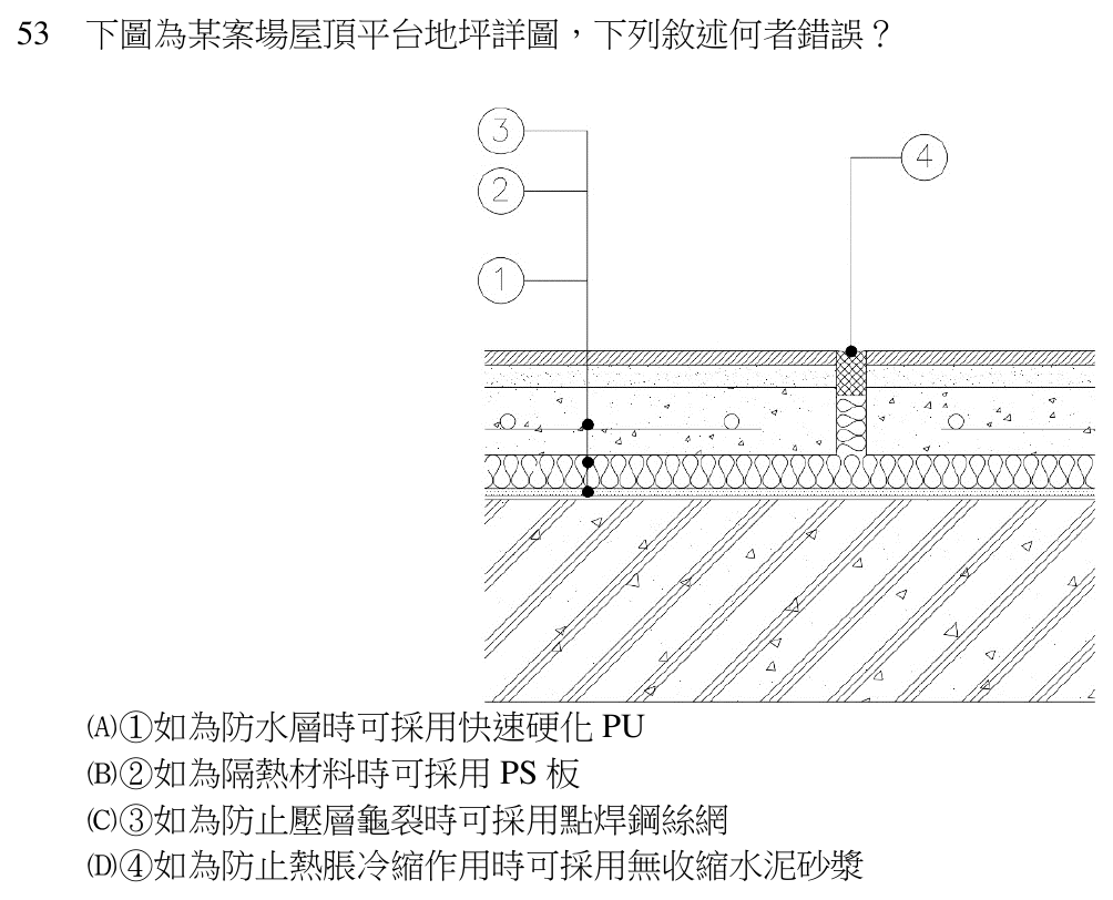 113 年建築師建築構造與施工第 53 題附圖